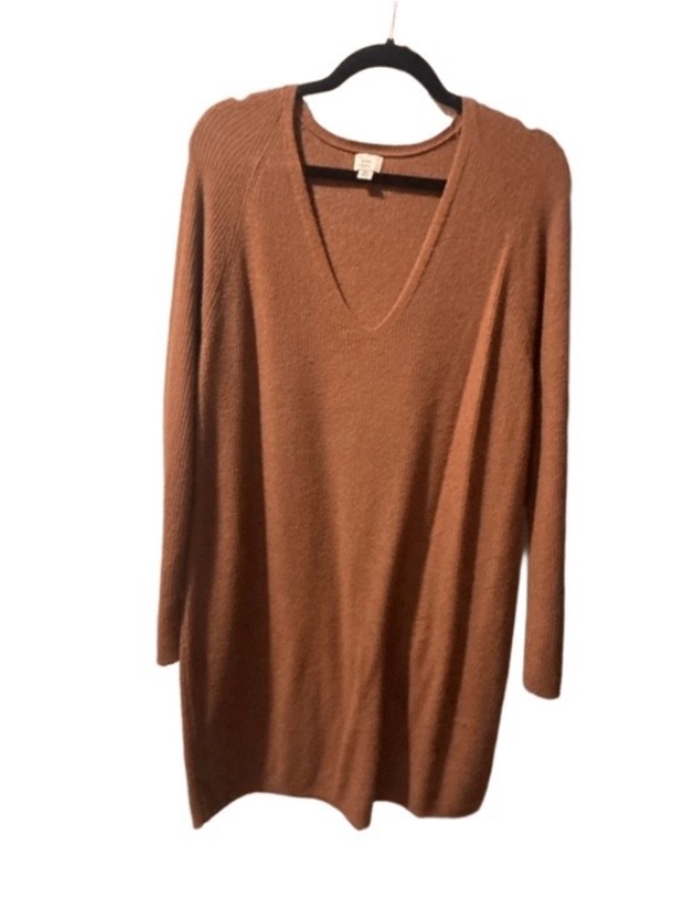 Women's V-Neck Long Sleeve Sweater Dress in Brown